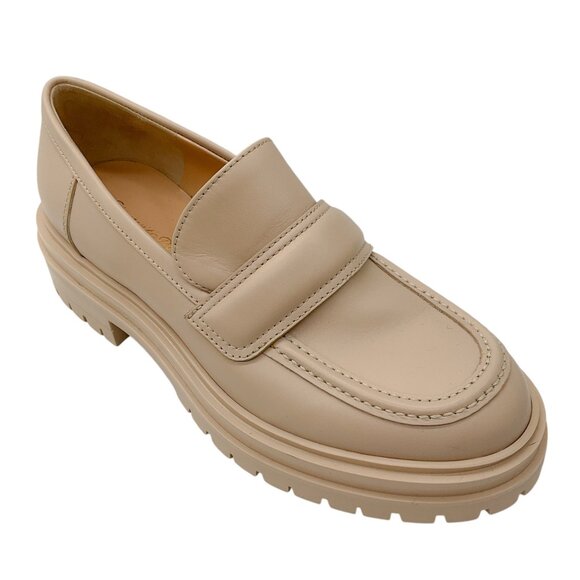 Gianvito Rossi Shoes - Gianvito Rossi Beige Argo Lug Sole Leather Loafers